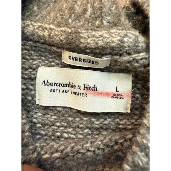 Abercrombie & Fitch Men's Oatmeal & Gray Oversized Fuzzy Soft Sweater Size Large - Picture 5 of 8
